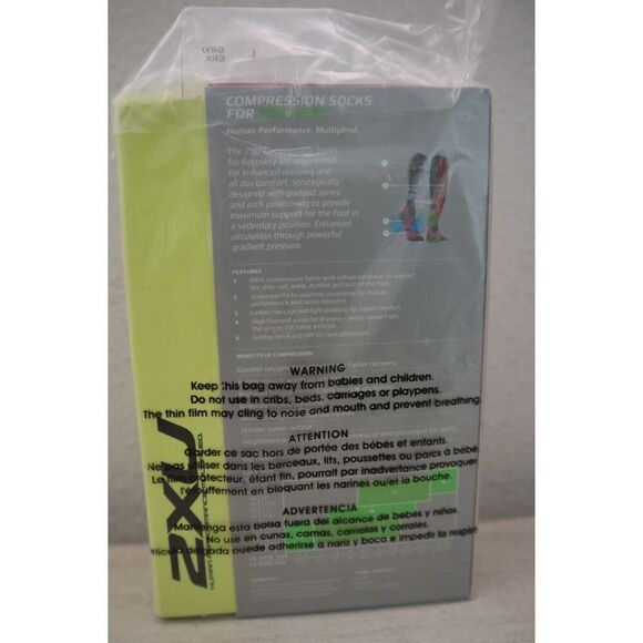 2XU WA2441e Women's Sz L Gray/Cerise Pink Compression Socks for Recovery - Picture 2 of 6